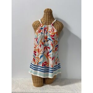 Tommy Bahama Womens Small 100% Silk Halter Tropical Floral Print Tie Back Blouse